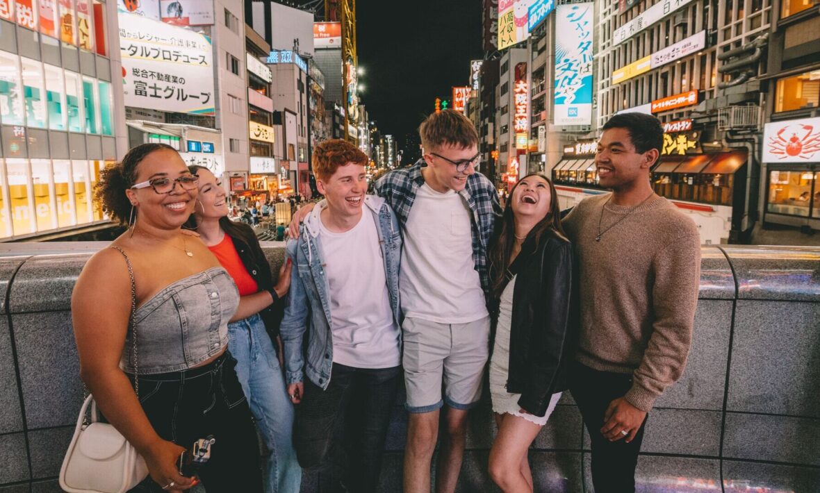 Contiki travellers in Dotonbori in Osaka