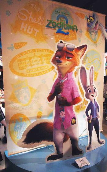Promotional banner at Zootopia 2 café