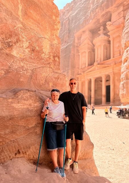 Johnny Ward and his mother Maura in Petra