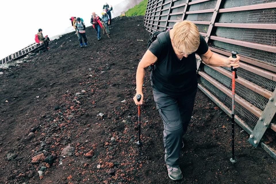 Maura climbing Mount Fuji in July 2019
