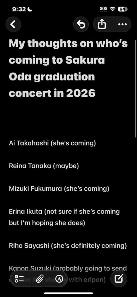 My thoughts on who’s coming to Sakura graduation