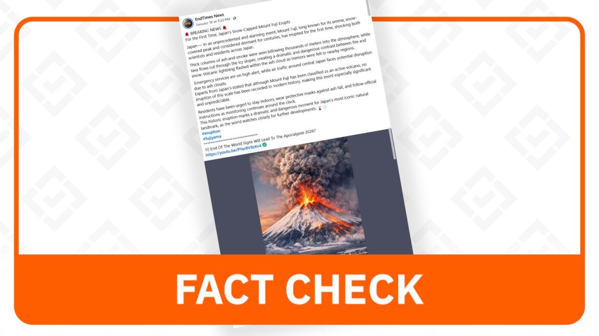 Photo of Mount Fuji eruption is AI-generated FACT CHECK: Photo of Mount Fuji eruption is AI-generated