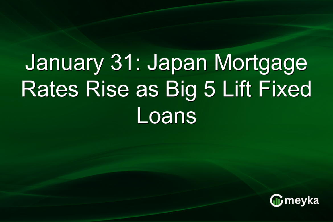 January 31: Japan Mortgage Rates Rise as Big 5 Lift Fixed Loans