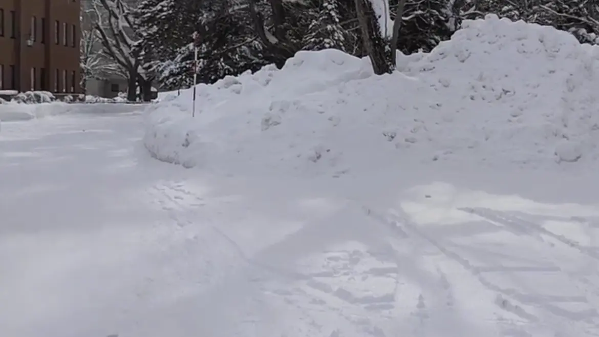 Heavy snow accumulations at Hokkaido University, in Japan on January 11, 2026