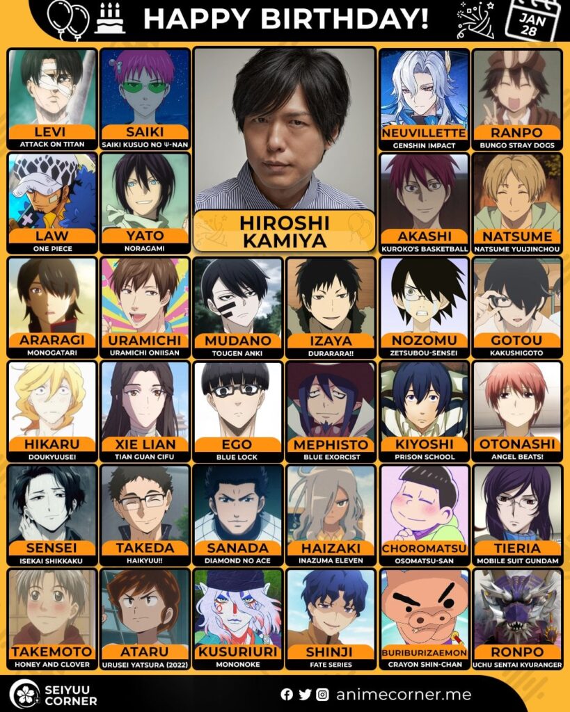 Happy 51st Birthday to Kamiya Hiroshi🎉🎂🎊