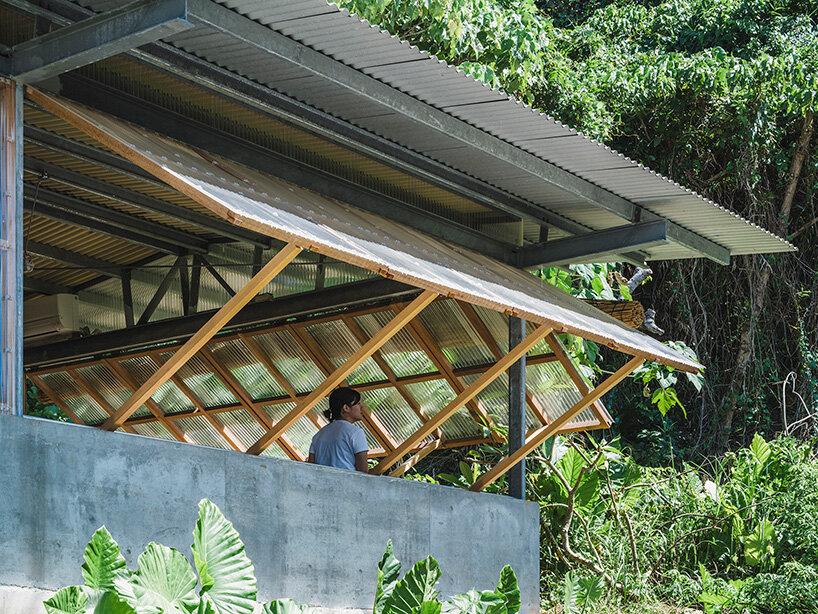 studio cochi architects wraps okinawa workspace in double-skin of insect netting and vinyl