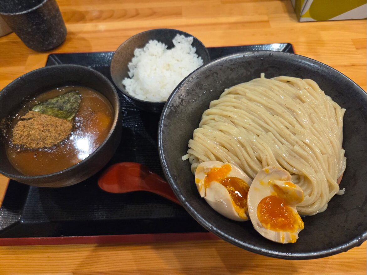 Tsukemen (dipping-style ramen) with rice on the side