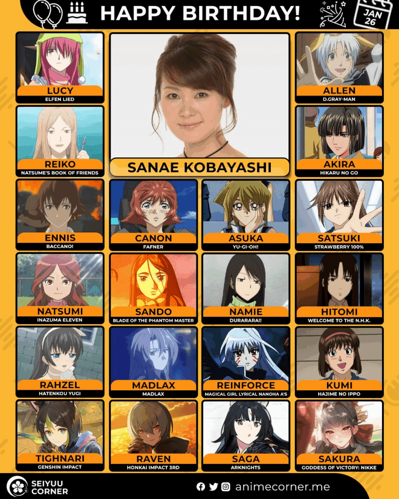 Happy 46th Birthday to Lucy/Nyu's Japanese VA, Kobayashi Sanae!