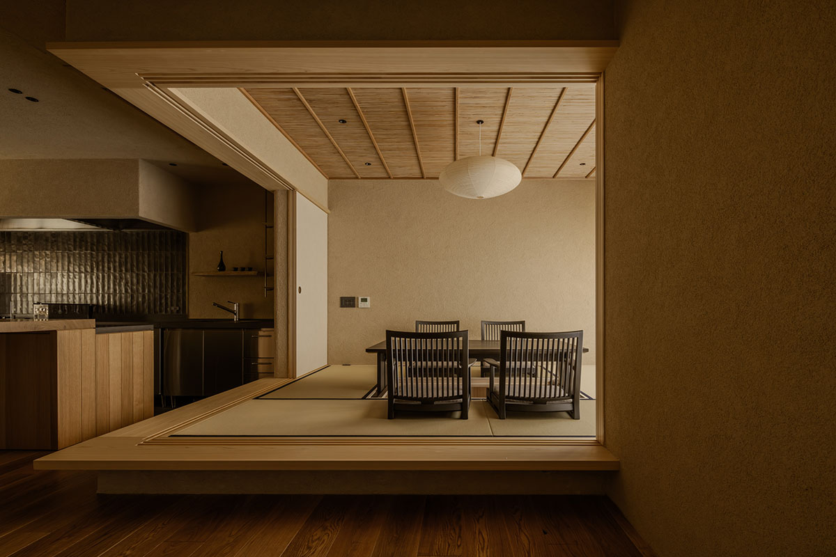kooo architects creates a wooden interior sanctuary for contemporary accommodation in Kyoto City