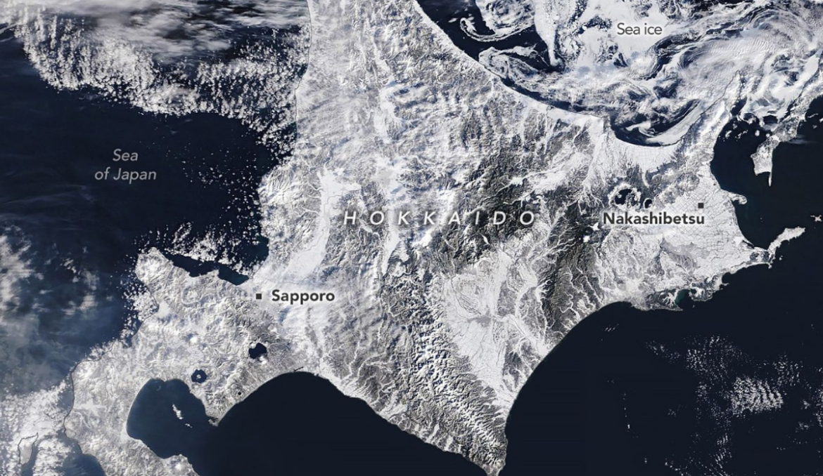Satellite Image Shows Japan's Hokkaido Island Blanketed in Snow