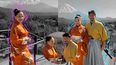 Madhuri Dixit vacations in Japan, Wears traditional kimono with Mount Fuji in the backdrop