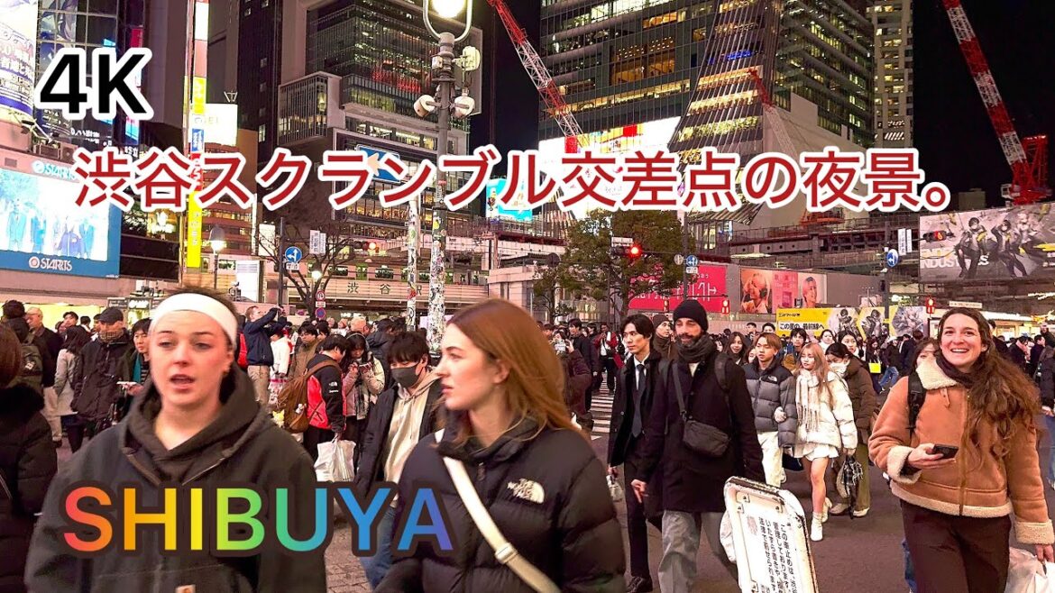 Shibuya evening walking tour in 4K. Tokyo, Japan.