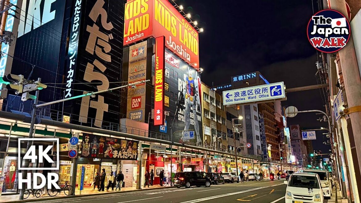 Osaka Night Walk – Exploring DenDen Town, Osaka’s Akihabara | Japan Walking Tour | 4K HDR