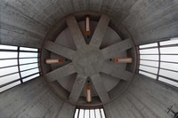 The ceiling of the baptistry is seen in Catholic Katsura Church in Kyoto's Nishikyo Ward, Nov. 21, 2025. (Mainichi/Takao Kitamura)
