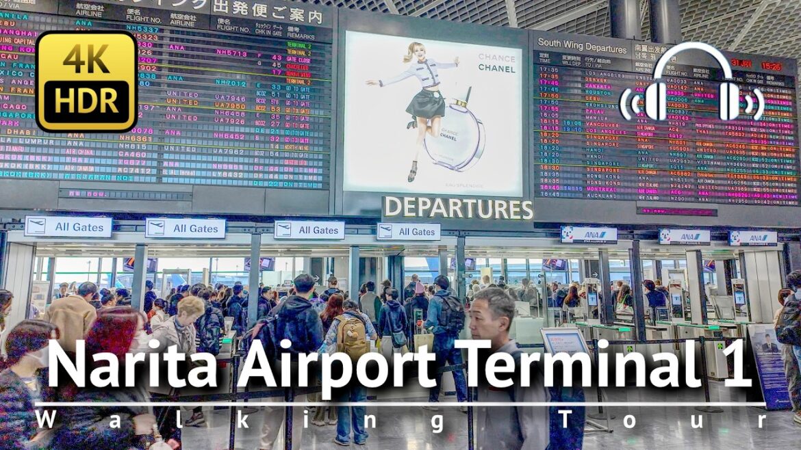 Narita Airport Terminal 1Walking Tour 2026 [4K/HDR/Binaural]