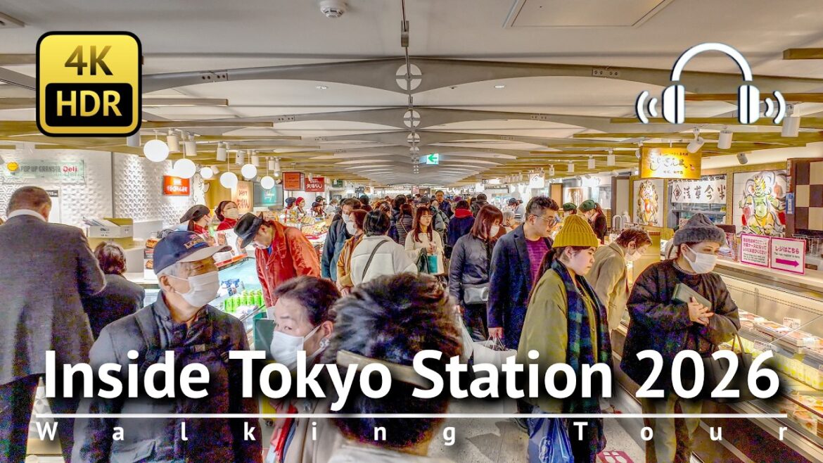 Shopping Mall Combined with Train Station: Inside Tokyo Station Walking Tour 2026 [4K/HDR/Binaural]