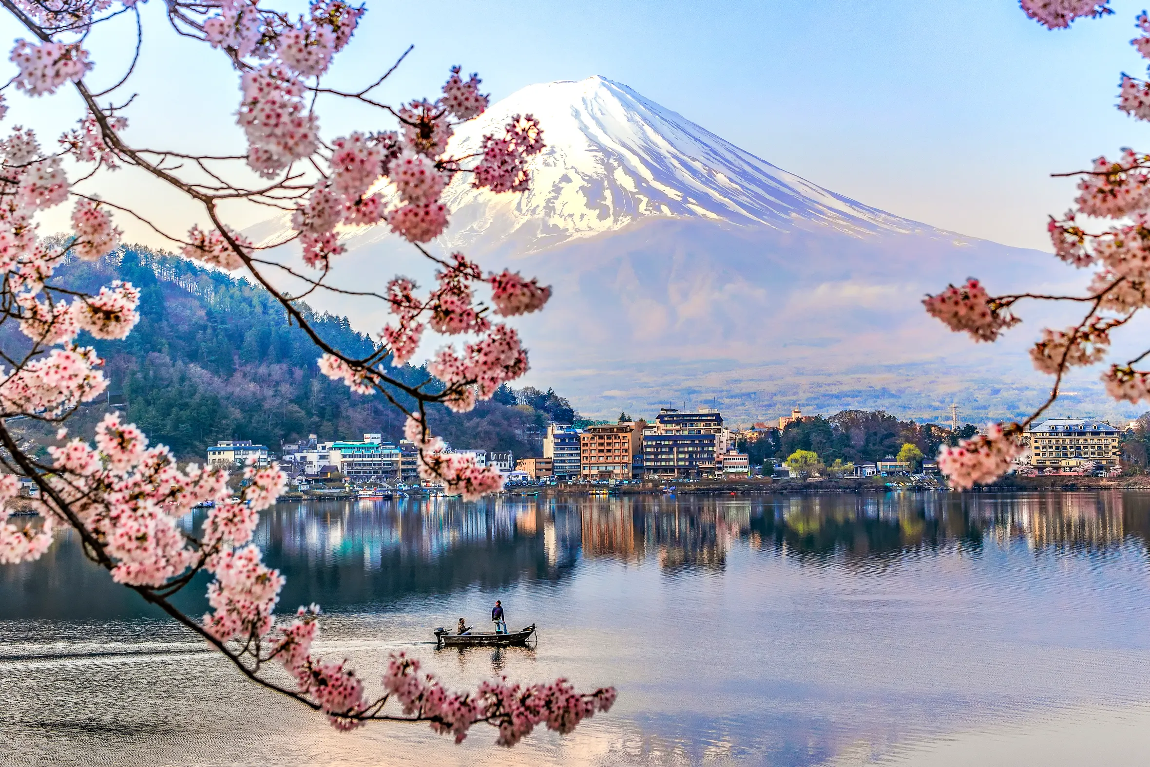 Kawaguchi Lake with Mount Fuji in the background - one of the most beautiful places to visit in Japan