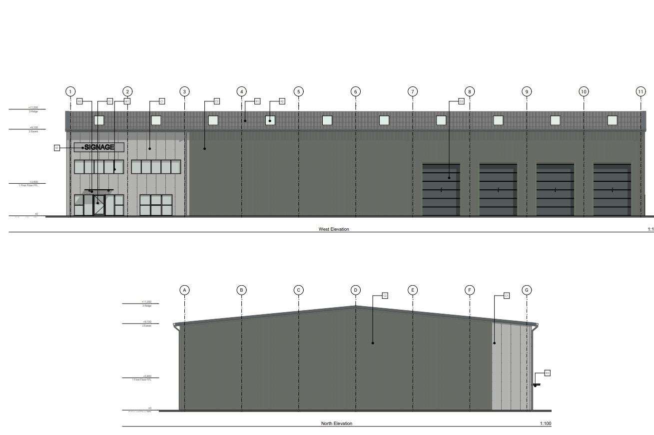Architectural drawing of the north/west side of the warehouse. Photo: DT Architects ✅