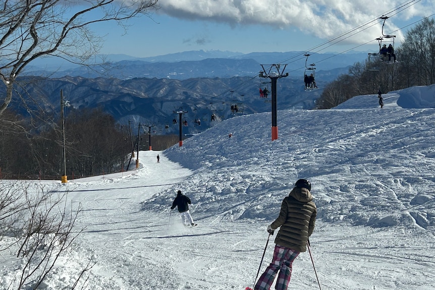 A snowy ski mountain in Japan.