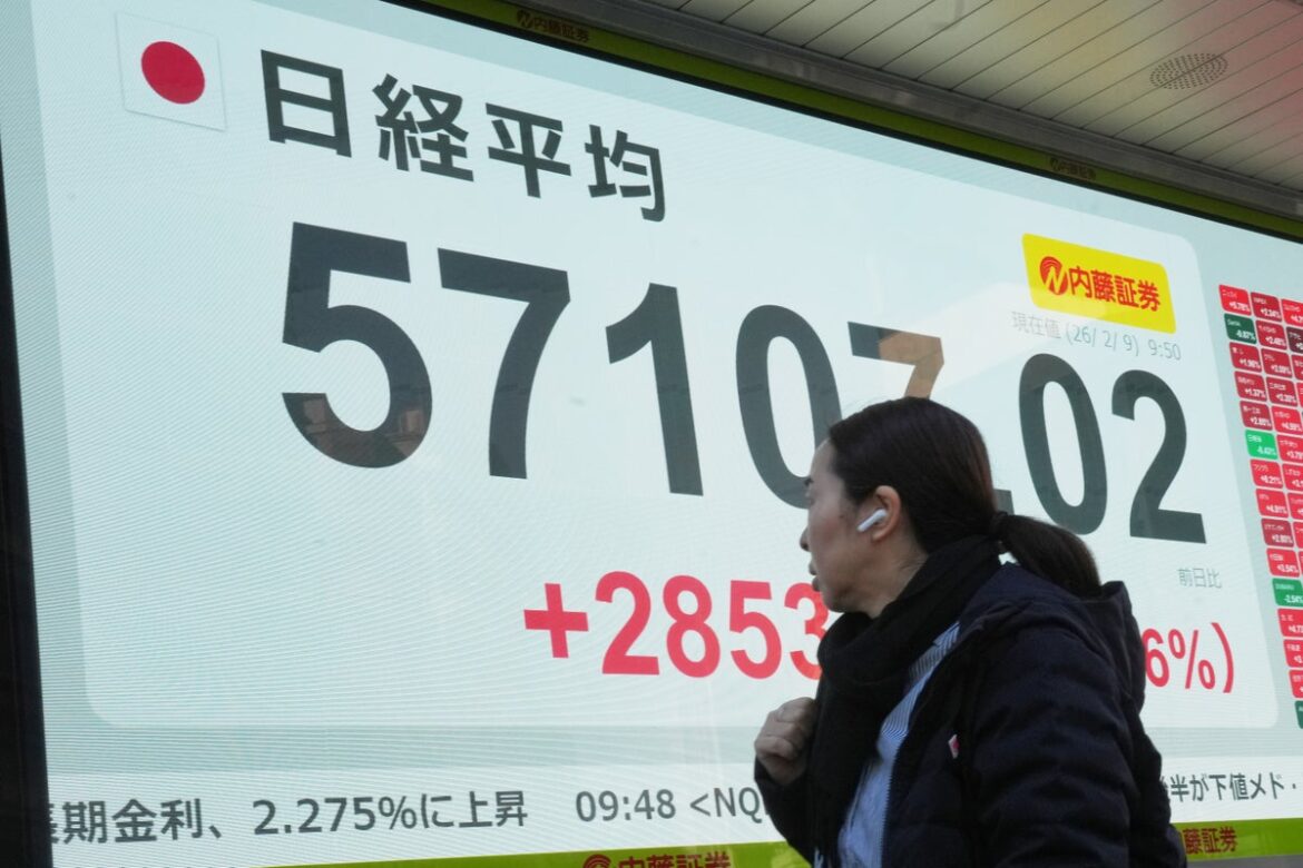 Tokyo benchmark Nikkei 225 jumps after PM Takaichi’s ruling party wins a super majority in election Tokyo benchmark Nikkei 225 jumps after PM Takaichi's ruling party wins a super majority in election