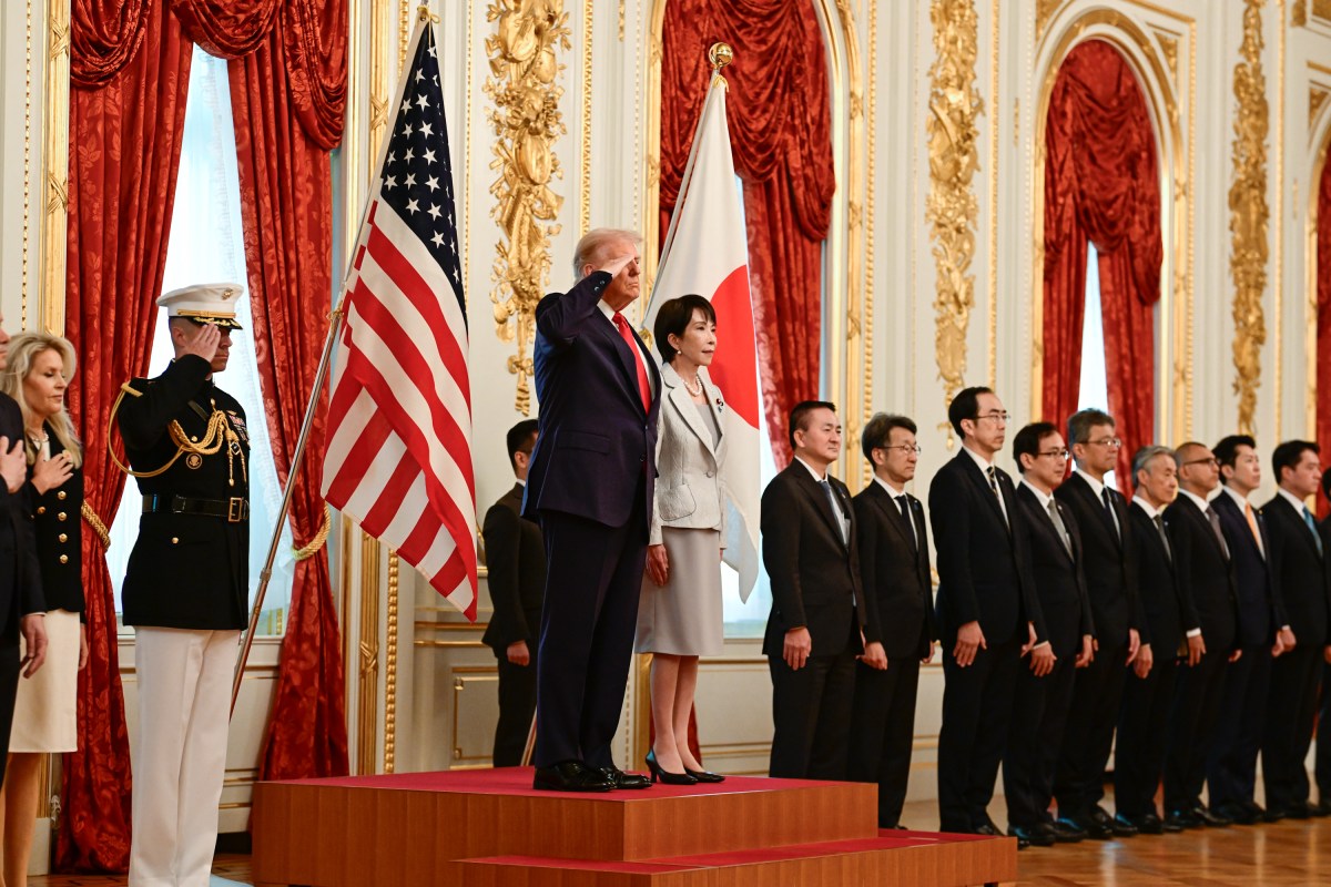 President Donald Trump participates in a welcome ceremony with Japanese Prime Minister Sanae Takaichi at Akasaka Palace, Tuesday, October 28, 2025, in Tokyo, Japan. (Official White House Photo by Daniel Torok)