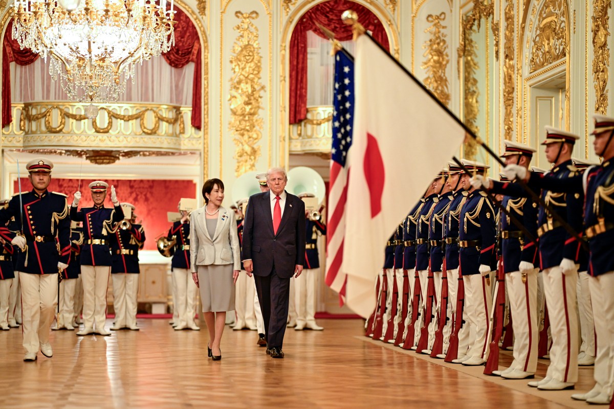 President Donald Trump participates in a welcome ceremony with Japanese Prime Minister Sanae Takaichi at Akasaka Palace, Tuesday, October 28, 2025, in Tokyo, Japan. (Official White House Photo by Daniel Torok)