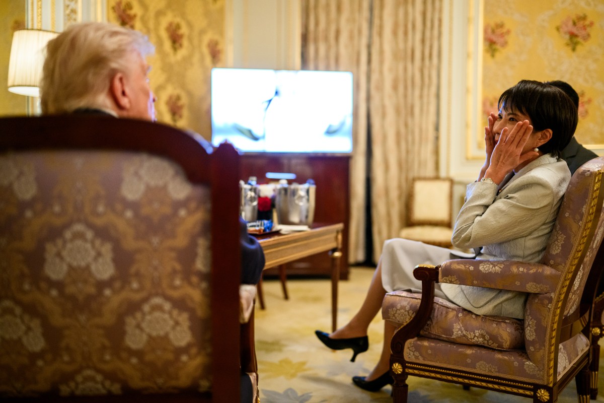 President Donald Trump and Japanese Prime Minister Sanae Takaichi watch the World Series before a bilateral meeting, Tuesday, October 28, 2025, at Akasaka Palace in Tokyo, Japan. (Official White House Photo by Daniel Torok)