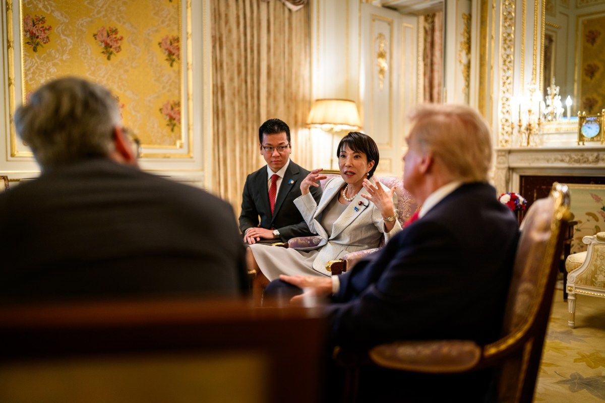 President Donald Trump and Japanese Prime Minister Sanae Takaichi watch the World Series before a bilateral meeting, Tuesday, October 28, 2025, at Akasaka Palace in Tokyo, Japan. (Official White House Photo by Daniel Torok)
