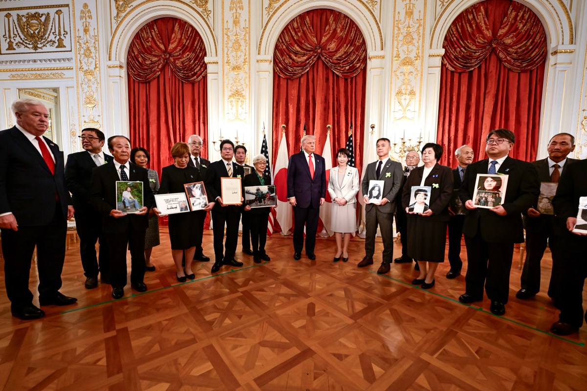 President Donald Trump and Japanese Prime Minister Sanae Takaichi meet with family members of Japanese citizens abducted by North Korea, Tuesday, October 28, 2025, in Tokyo, Japan. (Official White House Photo by Daniel Torok)