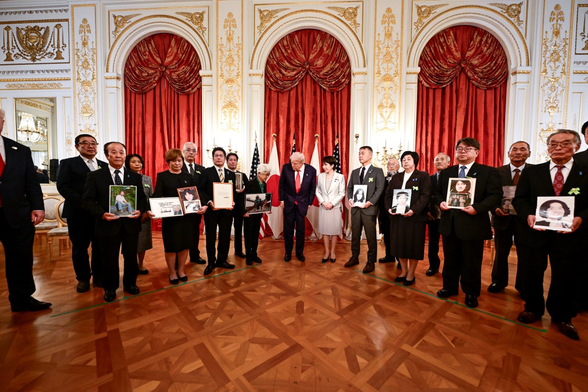 President Donald Trump and Japanese Prime Minister Sanae Takaichi meet with family members of Japanese citizens abducted by North Korea, Tuesday, October 28, 2025, in Tokyo, Japan. (Official White House Photo by Daniel Torok)