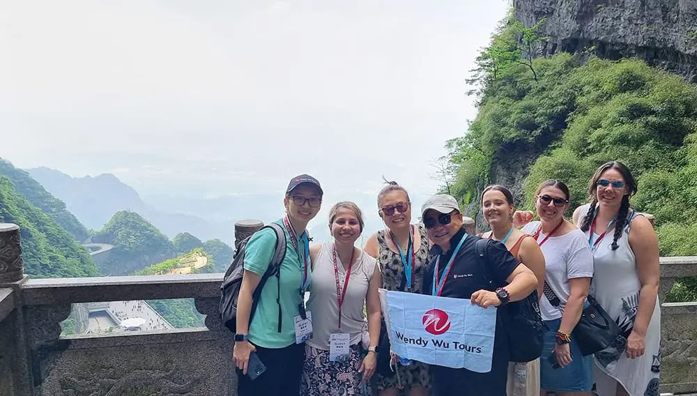 A Wendy Wu Tours' mega-famil at Zhangjiajie in China.