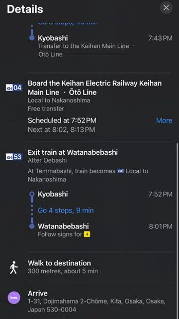 Note the helpful notice that the train becomes local.