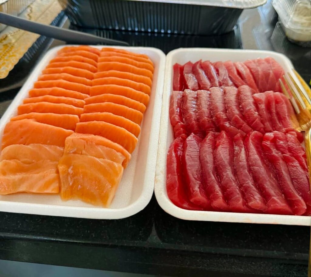 Salmon and Tuna sashimi. Yum!