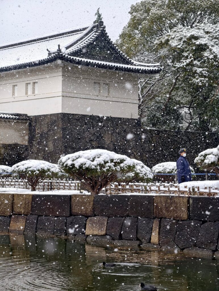 Imperial Palace Gardens in snow