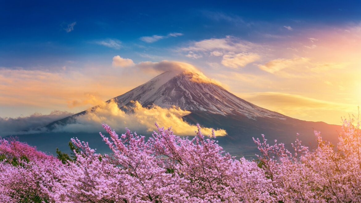 Overtourism and unruly tourists force Japan to cancel Mount Fuji cherry blossom festival parallax background