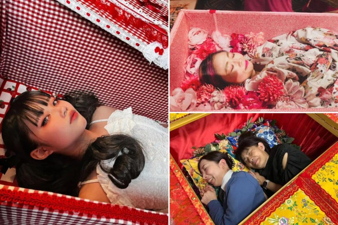 People are meditating inside coffins in Japan People are meditating inside coffins in Japan