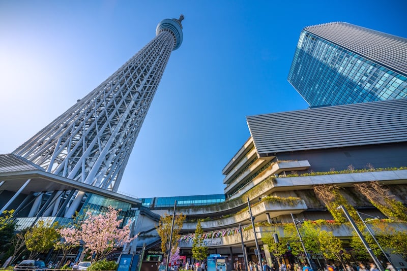 Tokyo Skytree shot from the bottom looking up
