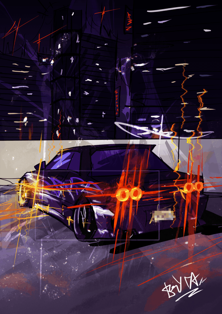hey guys, i painted some cars inspired by 90s and 00s japan photography!
