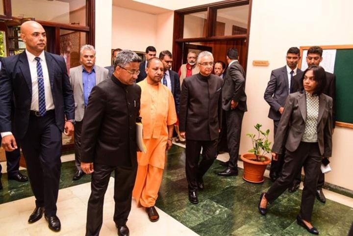 The picture is from Mauritius, where he visited after becoming CM.