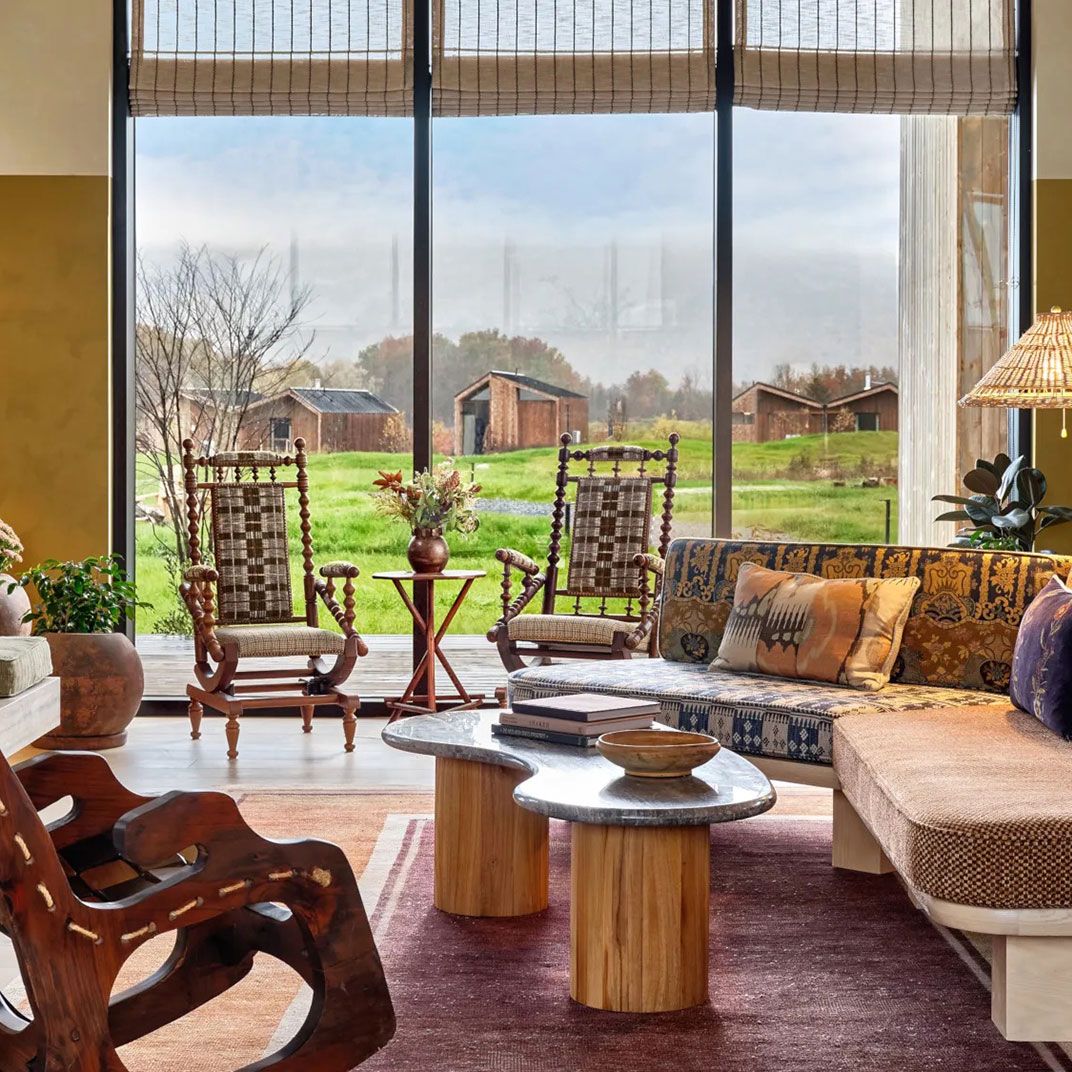 Freestanding cottages are surrounded by orchards, meadows and forest at the base of the Catskills. © Wildflower Farms