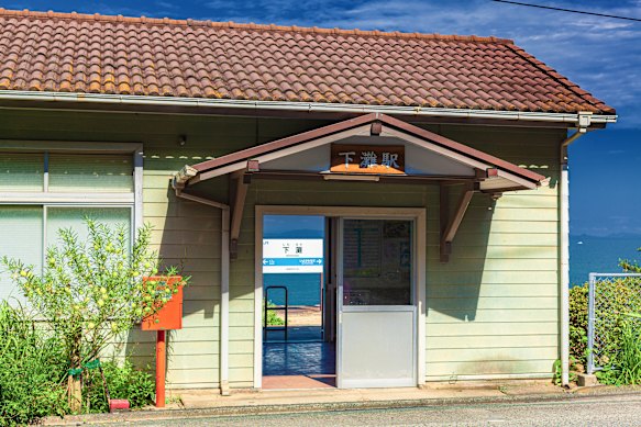 Shimonada station’s modest waiting room building features snaps of some of the thousands of trains that have passed along its tracks.