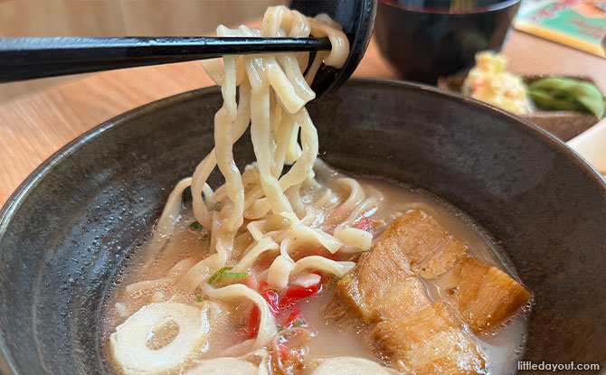 Okinawan soba noodles are made with wheat flour