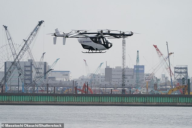 Developed by SkyDrive, the impressive vehicle boasts 12 electric rotors and is powered by battery