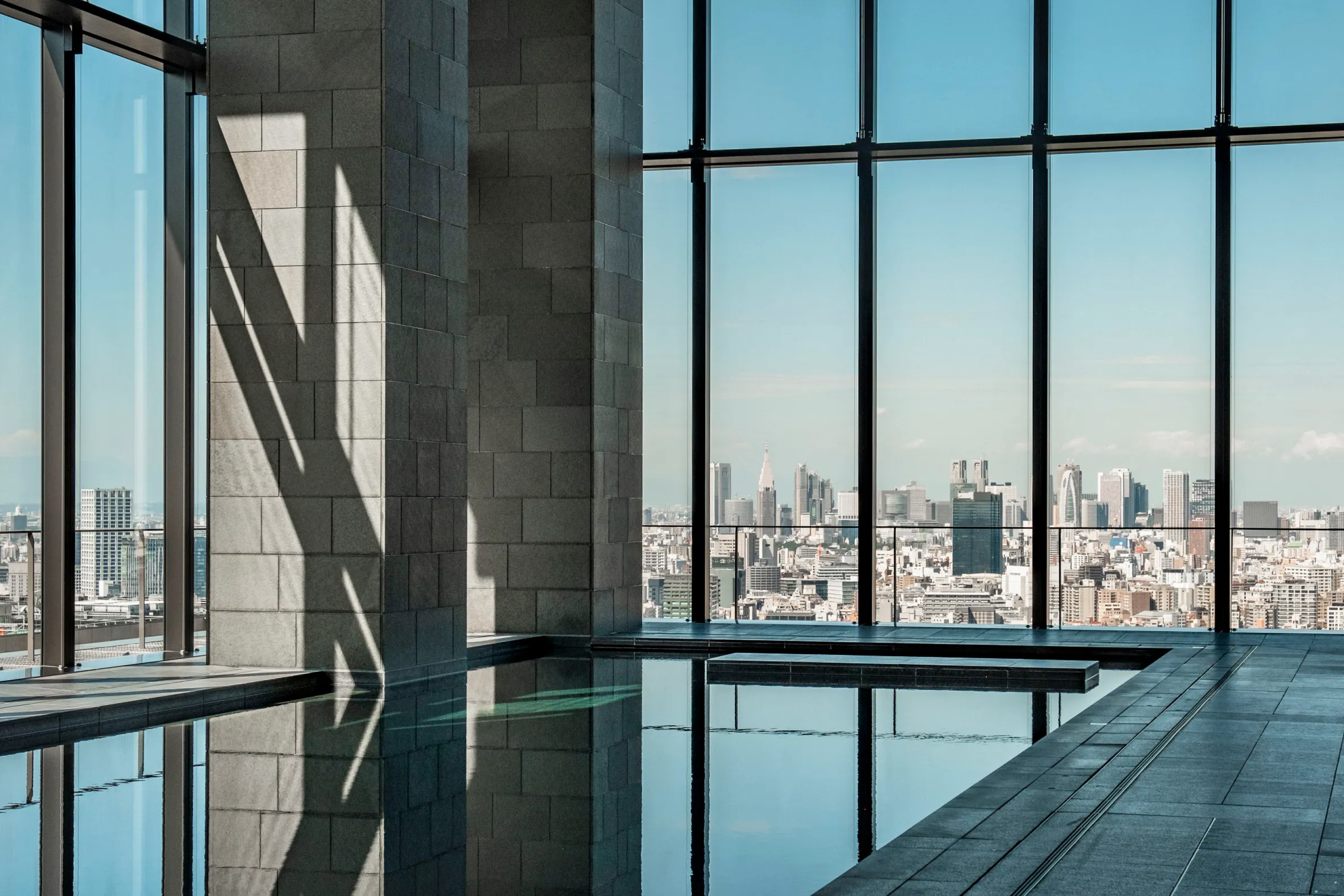 A view of the city from the pool at Aman Tokyo