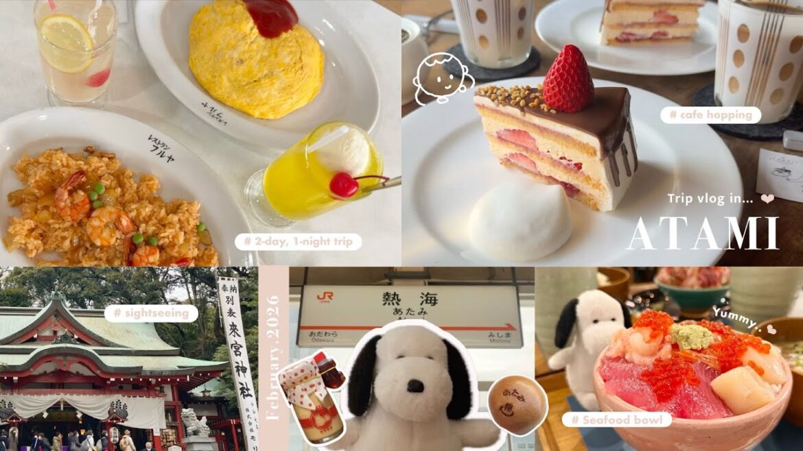 ［ Trip vlog ］現実逃避して心の充電♨️かわいいもおいしいも詰め込んだ1泊2日大人の熱海旅行 🍮🪿🍓| 食べ歩き•パワースポット•カフェ巡り•温泉etc..