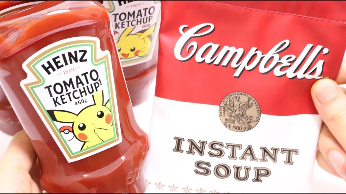 🌭Heinz Pokemon Pikachu Tomato Ketchup and Campbell Soup Pouch Set