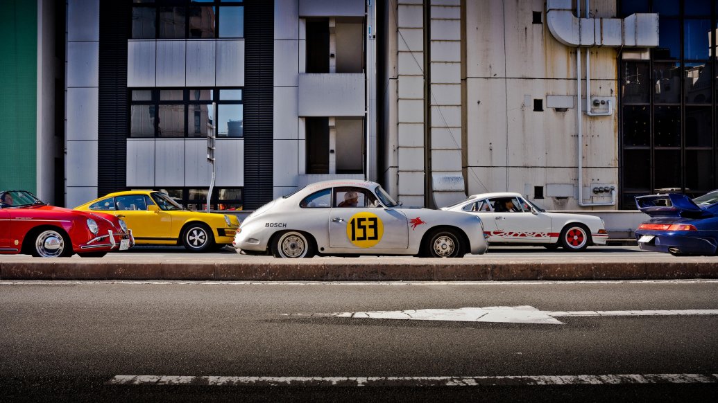 356 Speedster, 911 (G-series), 356, 911 Carrera RS 2.7, 911 Carrera RS (993)(l-r), Luft Tokyo, Japan, 2026, Photo: Stefan Bogner