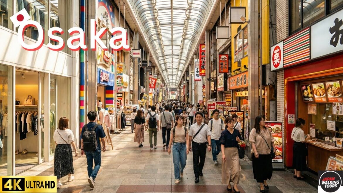 [4K HDR]  🇯🇵Osaka Shinsaibashi-suji Shopping Arcade Walking Tour - Honmachi to Shinsaibashi