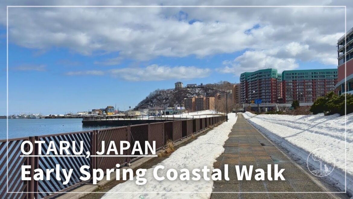 Japan Walking Tour in Otaru, Hokkaido | Early Spring Coastal Walk from Wing Bay to Higashi-Otaru