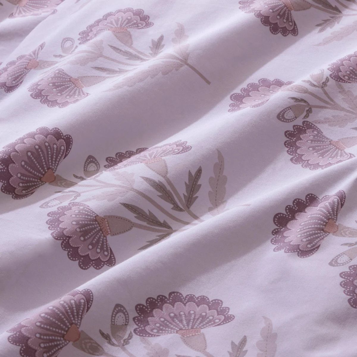 Kyoto 200 Thread Count Duvet Cover & Pillowcase Set - Lotus Flower - Heather